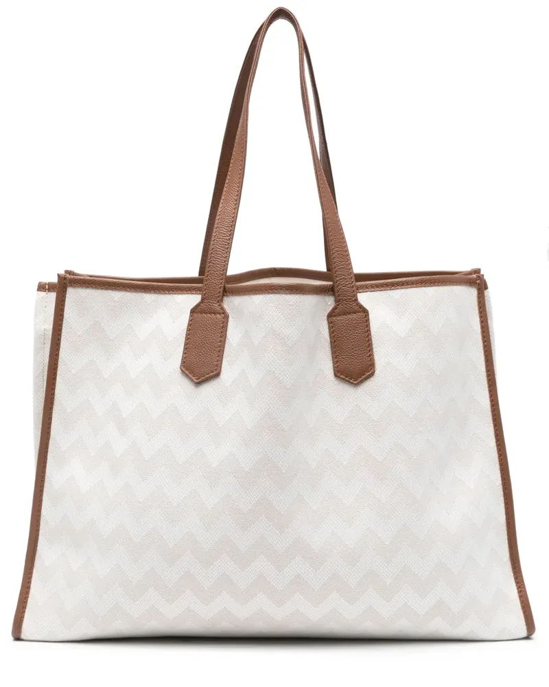 Eleventy Tote Bag mit Zickzackmuster - Nude Nude