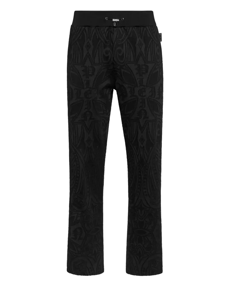 Philipp Plein Chrome Crest Hose mit Jacquardmuster - Schwarz Schwarz