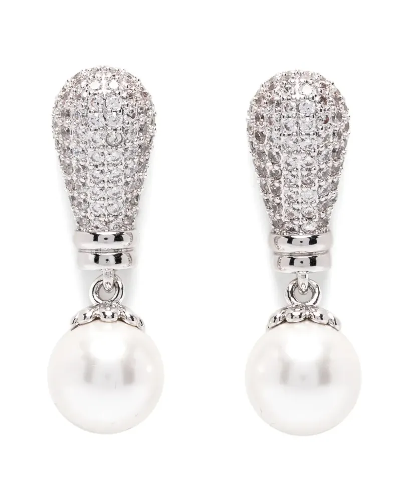 Self-Portrait Drio crystal-embellished pearl-drop earrings - Silber Silber