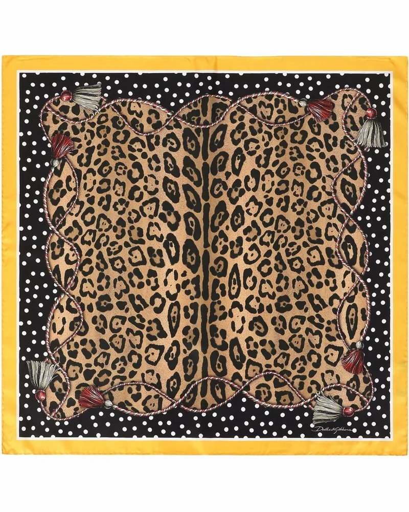 Dolce & Gabbana Seidenschal mit Leoparden-Print - Braun Braun