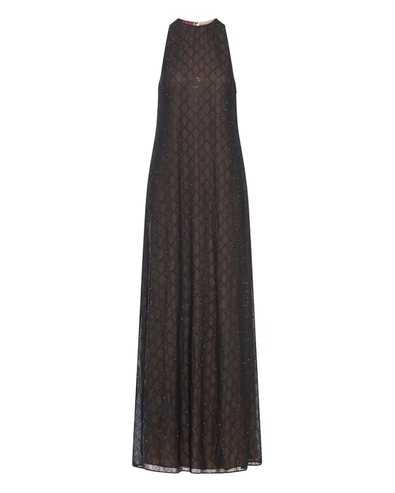 Gucci Georgette-Seidenkleid mit GG-Monogramm - Schwarz Schwarz