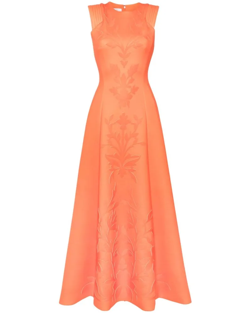 Saiid Kobeisy Abendkleid mit Blumendetail - Orange Orange