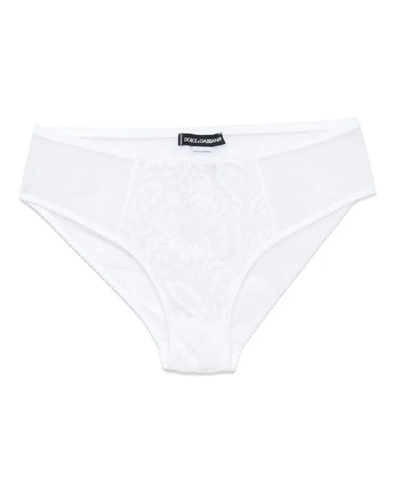Dolce & Gabbana Slip aus Tüll mit Spitzeneinsatz - Weiß Weiß