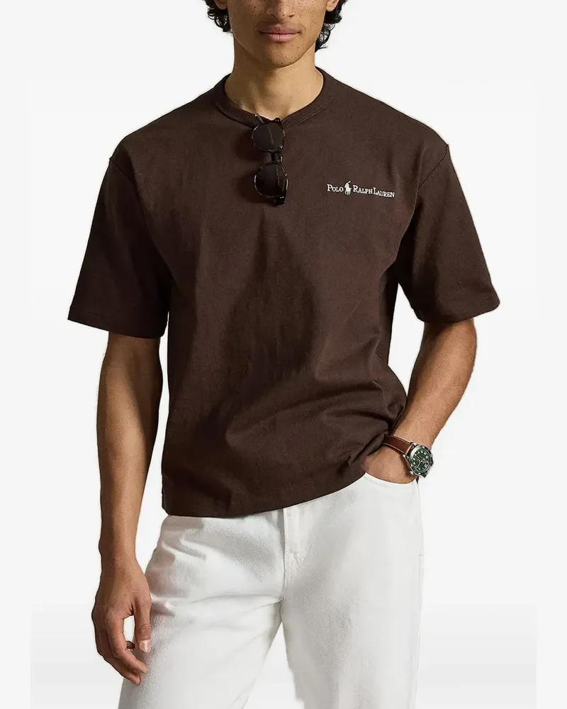 Ralph Lauren T-Shirt mit Logo-Stickerei - Braun Braun