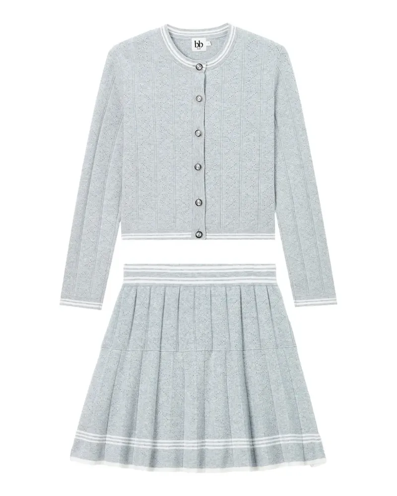 b+ab pointelle-knit pleated set - Grau Grau