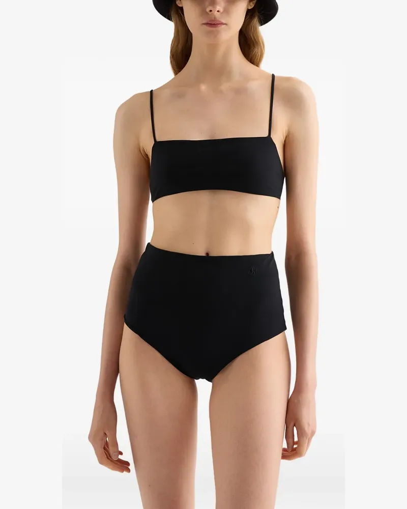 Jil Sander embroidered monogram bikini bottom - Schwarz Schwarz