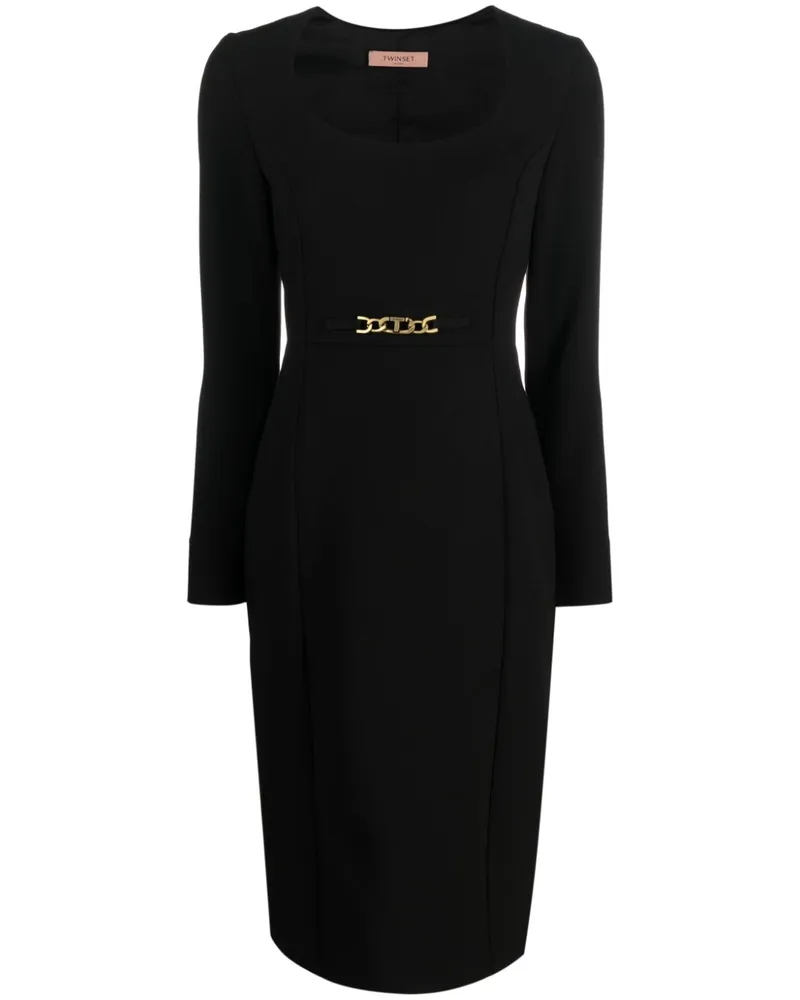 Twin-Set Kleid mit Kettendetail - Schwarz Schwarz
