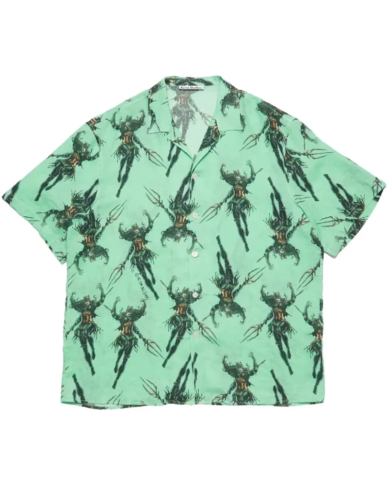 Acne Studios Hemd mit Cartoon-Print - Grün Grün