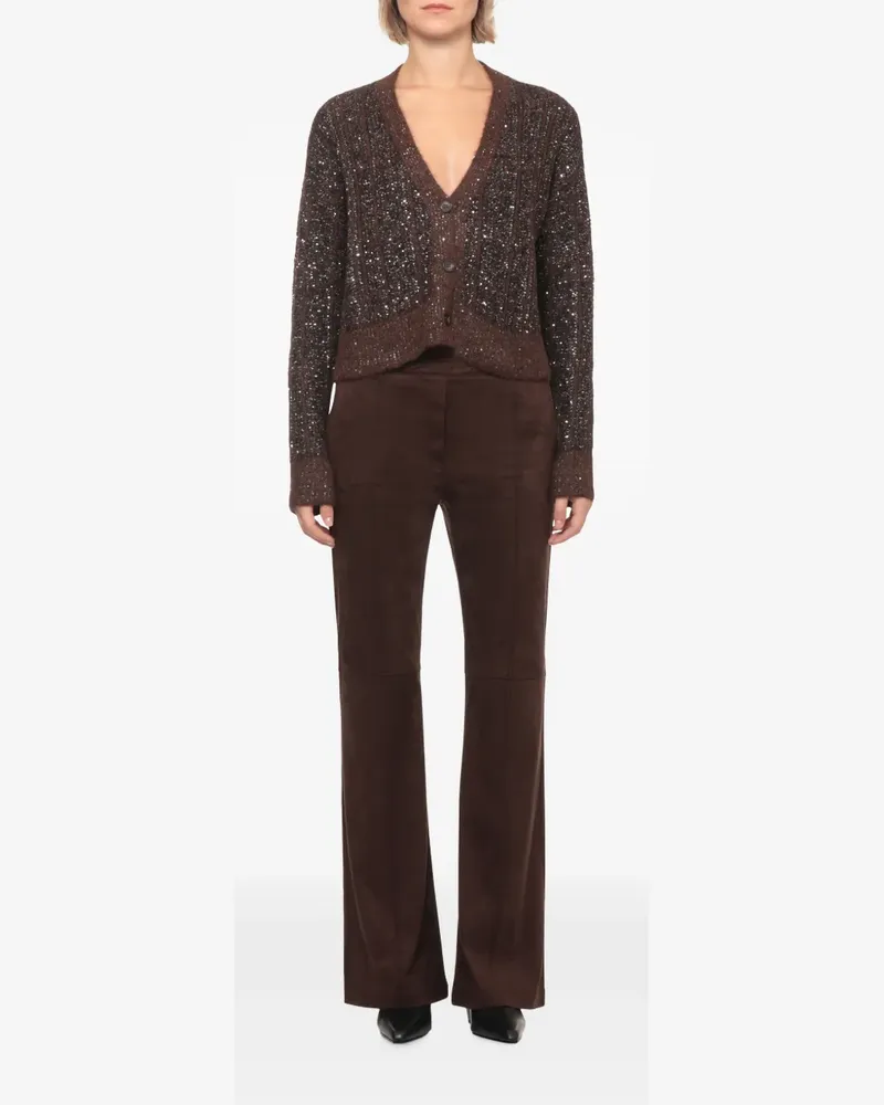 D.EXTERIOR sequin-embellished cable-knit cardigan - Braun Braun