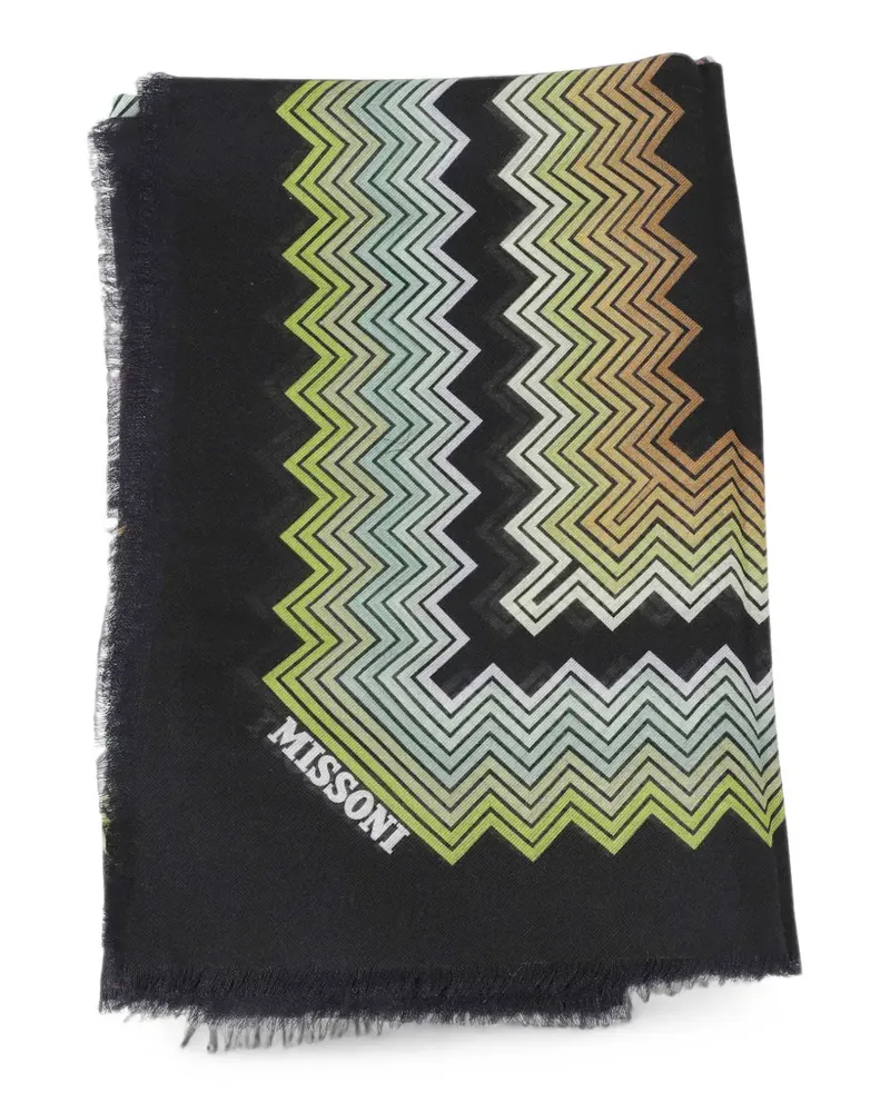 Missoni zigzag-print frayed scarf - Schwarz Schwarz