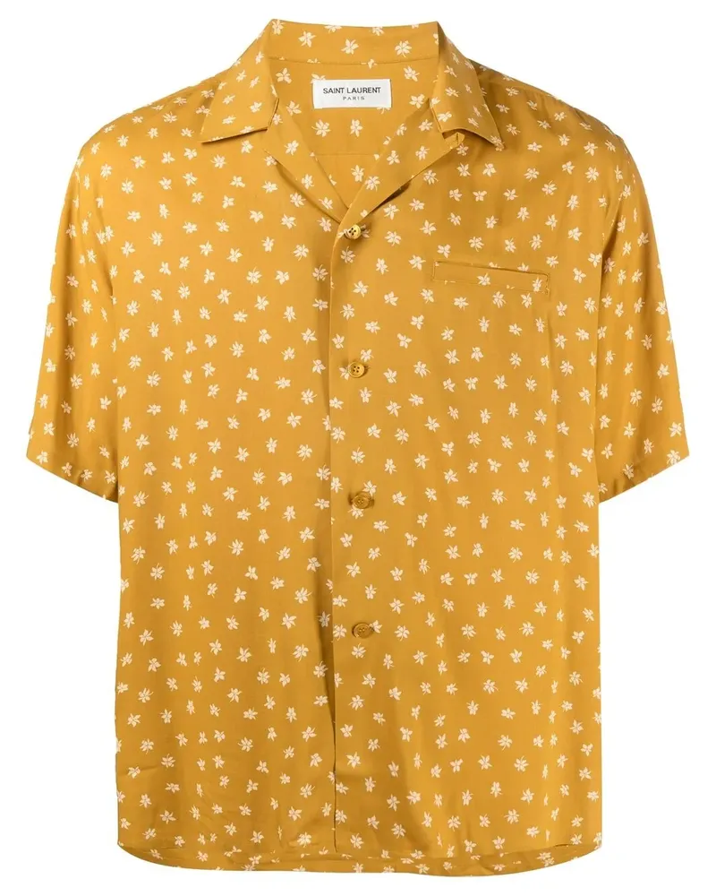 Saint Laurent Hemd mit Blumen-Print - Gelb Gelb