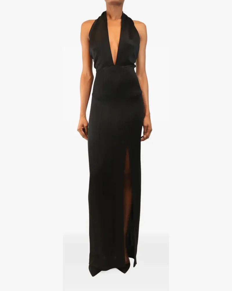 GALVAN halterneck slit maxi dress - Schwarz Schwarz
