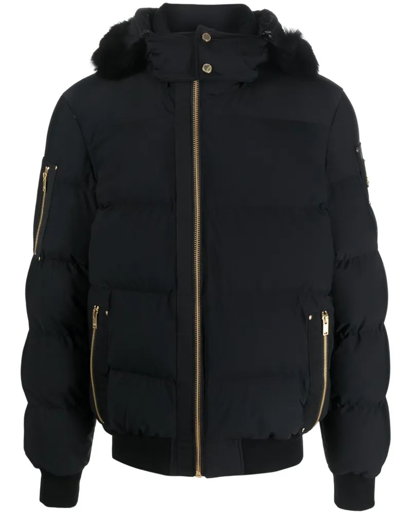 Moose Knuckles Daunenjacke mit Kapuze Schwarz