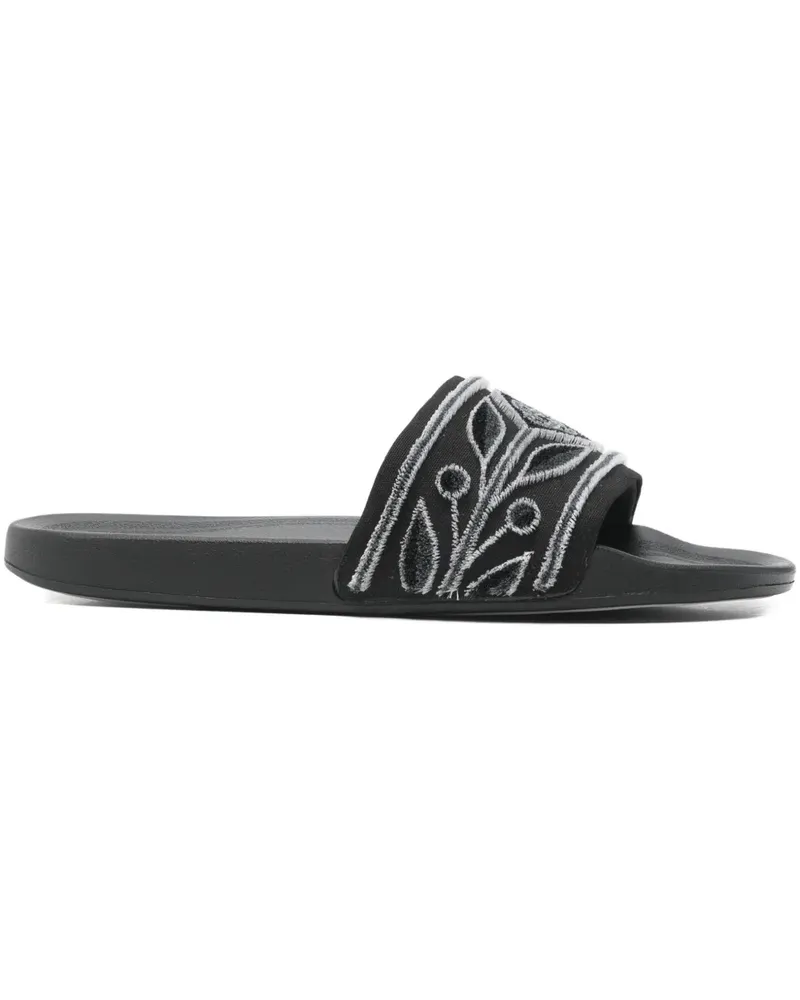 Casablanca Paris embroidery slide sandals - Schwarz Schwarz