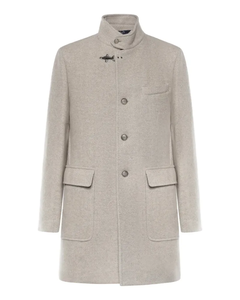 Fay herringbone-pattern hook-fastening coat - Nude Nude