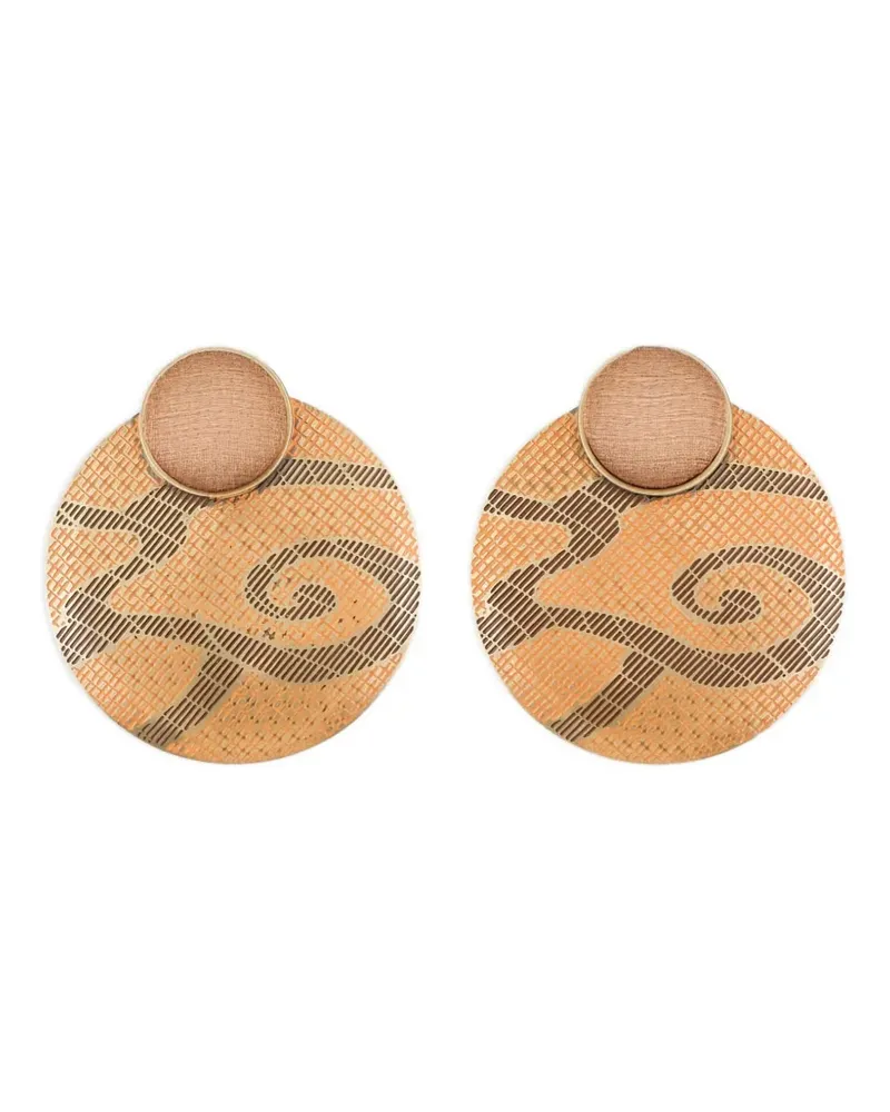Giorgio Armani patterned-disc earrings - Orange Orange