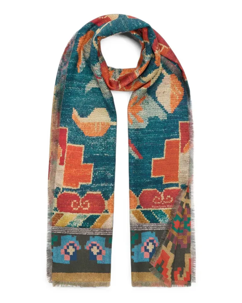 Pierre-Louis Mascia Fancy geometric floral-print scarf - Blau Blau