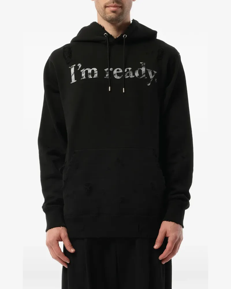 Mastermind Japan distressed graphic-print hoodie - Schwarz Schwarz