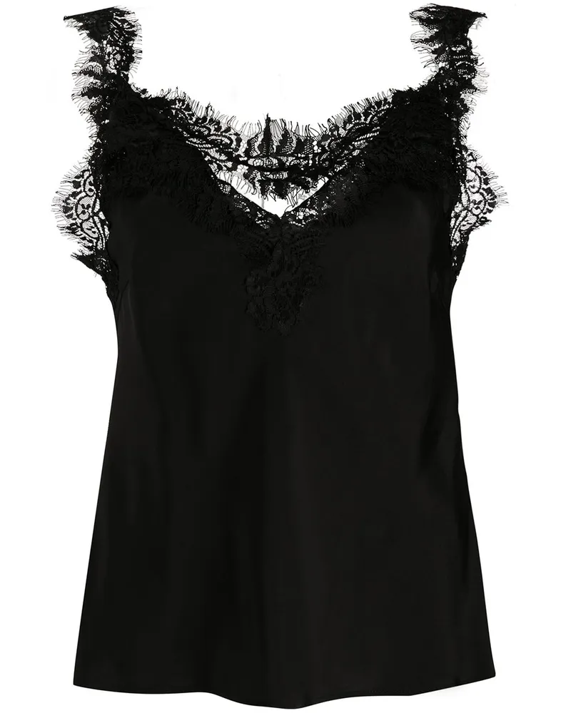 Gold Hawk Clothing Seidenbluse mit Spitzeneinsatz - Schwarz Schwarz
