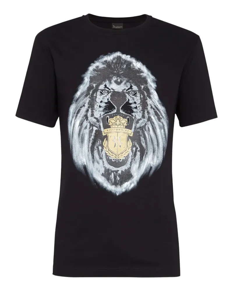 Billionaire T-Shirt mit Löwen-Print und rundem Ausschnitt - Schwarz Schwarz