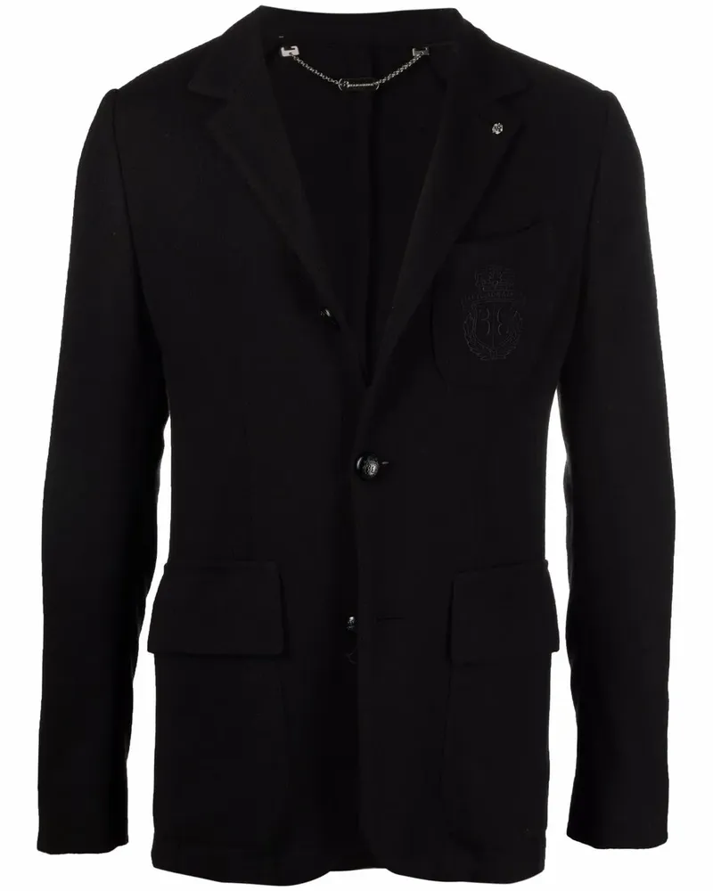 Billionaire Schmales Sakko mit Wappenstickerei - Schwarz Schwarz