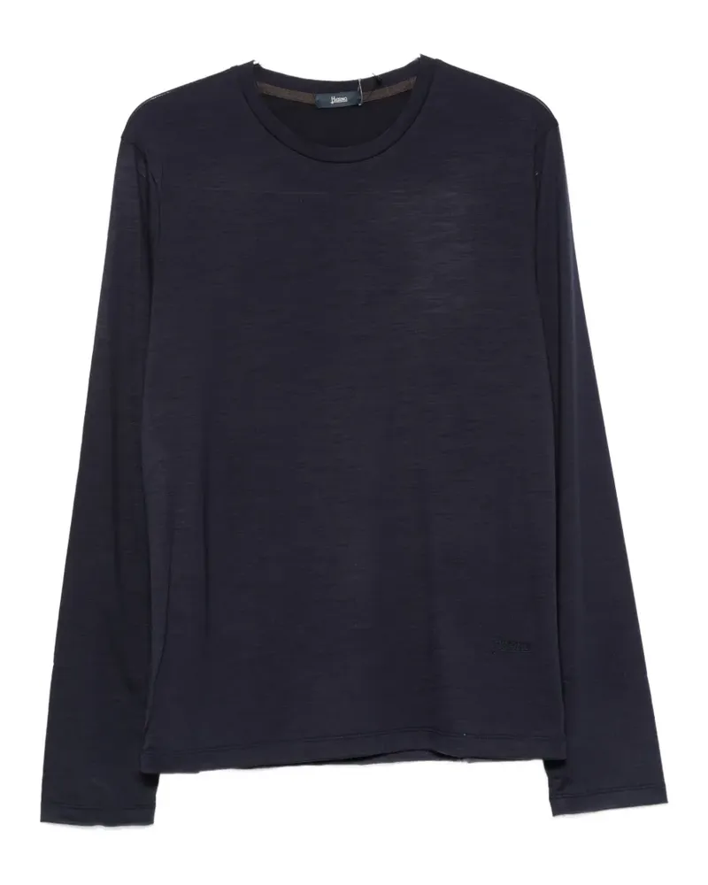 Herno Langarmshirt mit Logo-Schild - Blau Blau