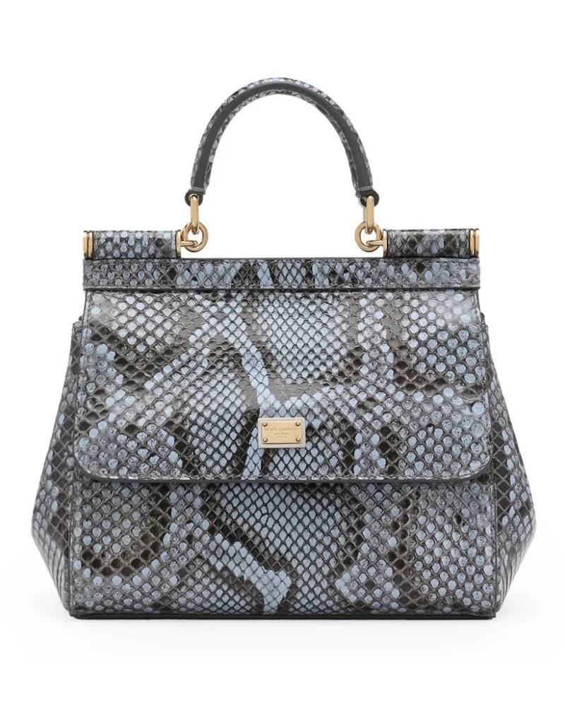 Dolce & Gabbana Sicily Handtasche mit Schlangen-Optik - Blau Blau