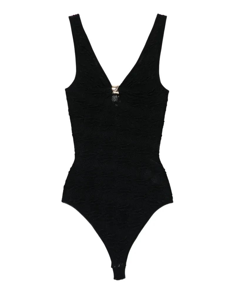 Sandro Strukturierter Body mit V-Ausschnitt - Schwarz Schwarz