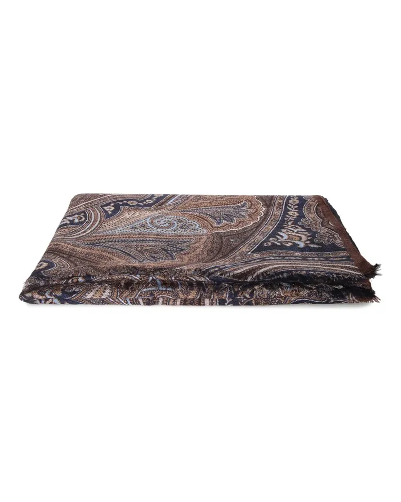 Dell'oglio Ausgefranster Schal mit Paisley-Print - Blau Blau