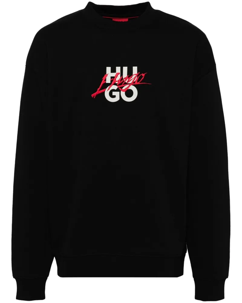 HUGO BOSS Sweatshirt mit doppeltem Logo - Schwarz Schwarz