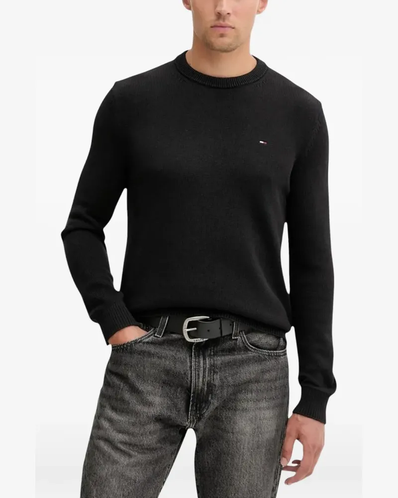 Tommy Hilfiger logo-patch cotton sweater - Schwarz Schwarz