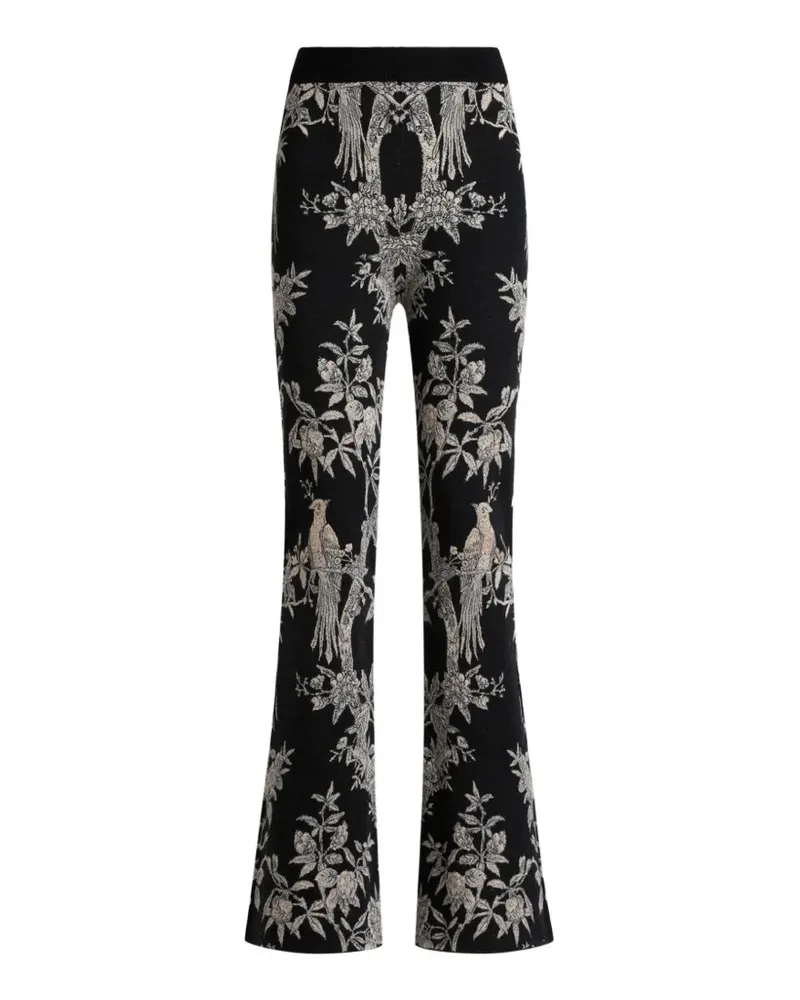 Etro Fit-and-Flare-Jacquardhose mit Natur-Motiv - Schwarz Schwarz
