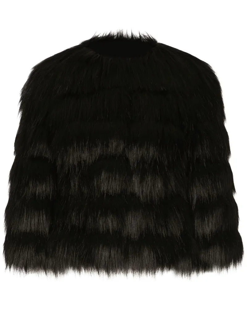 Dolce & Gabbana Cropped-Jacke mit Faux Fur - Schwarz Schwarz