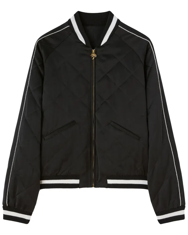Palm Angels Gesteppte Jacke mit Logo-Stickerei - Schwarz Schwarz