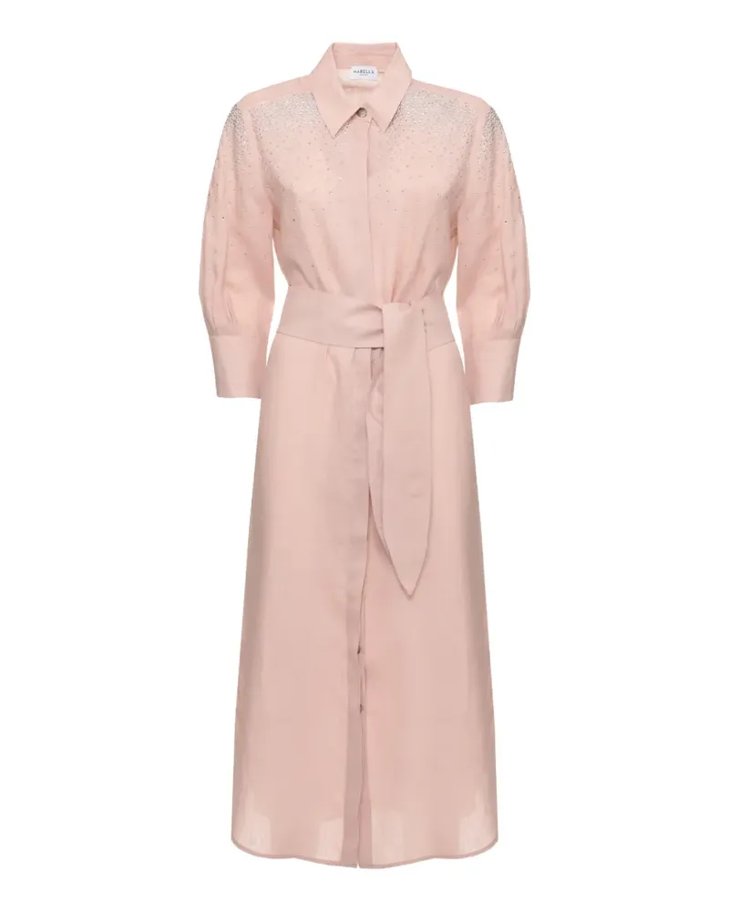 MARELLA Leinen-Midikleid mit Strassverzierung - Rosa Rosa