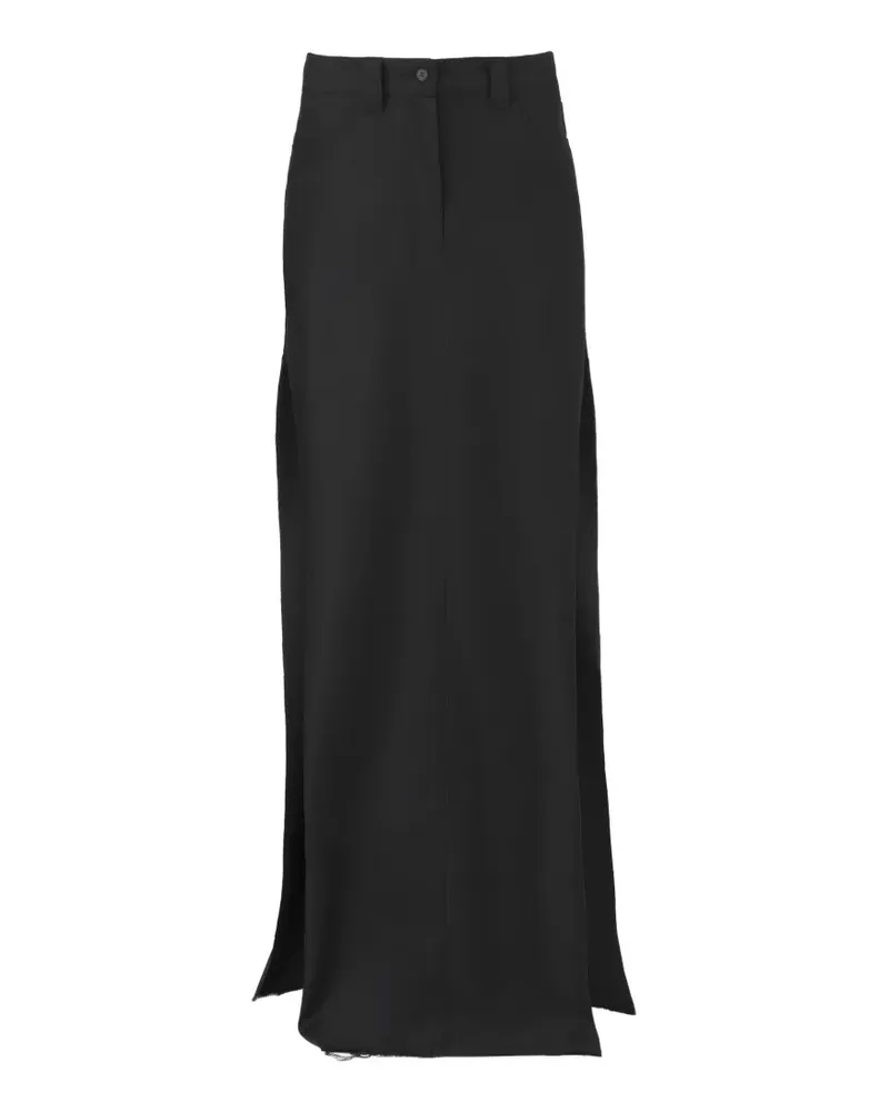 ALMAZ raw-edge side-slit skirt - Schwarz Schwarz