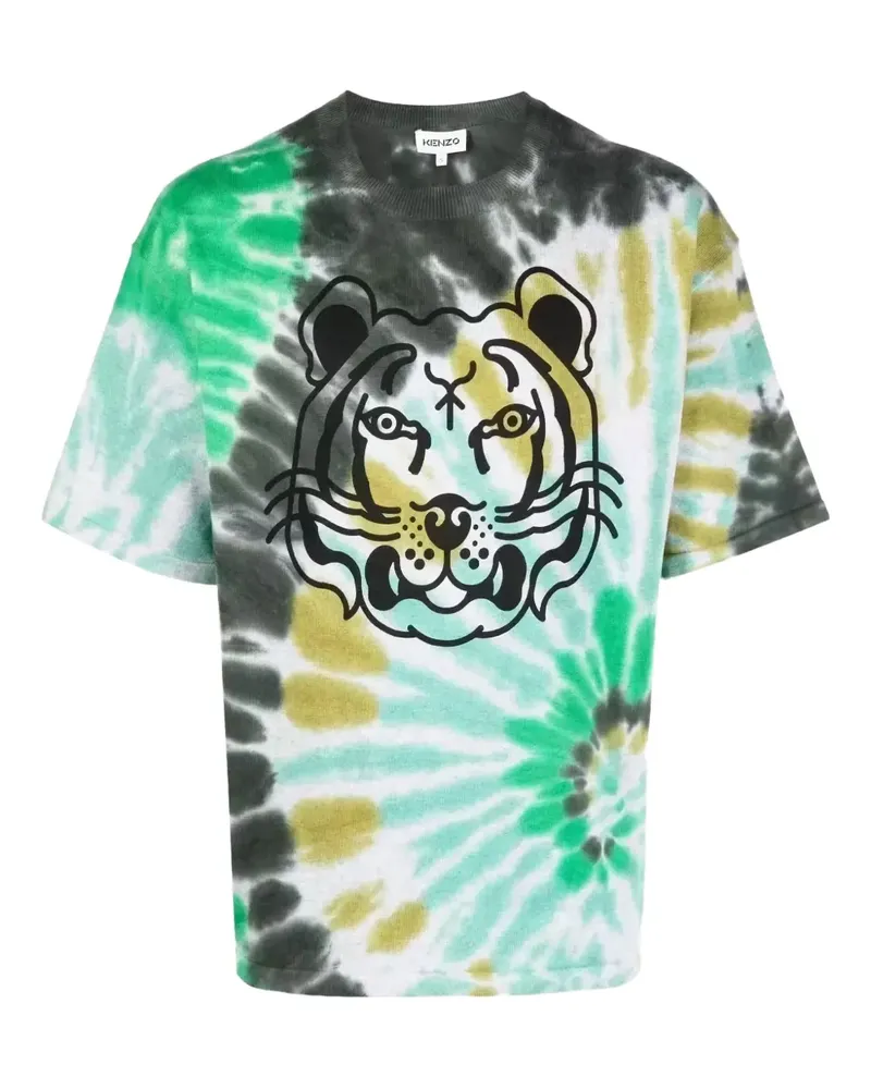 Kenzo Tiger-print tie-dye T-shirt - Grün Grün