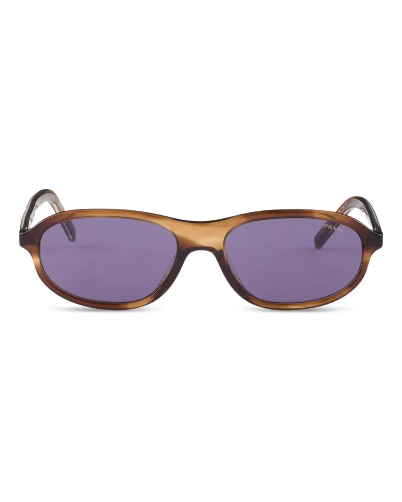 Prada Sonnenbrille mit ikonischem Metall-Schild - Braun Braun