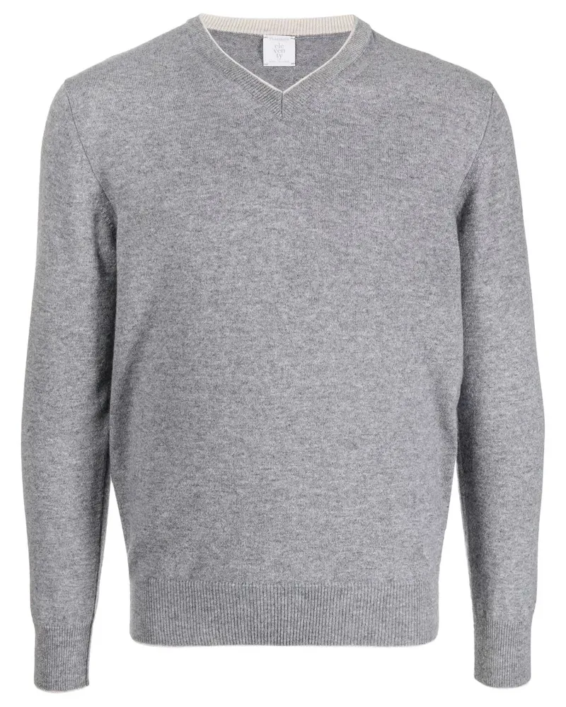Eleventy Kaschmirpullover mit V-Ausschnitt - Grau Grau