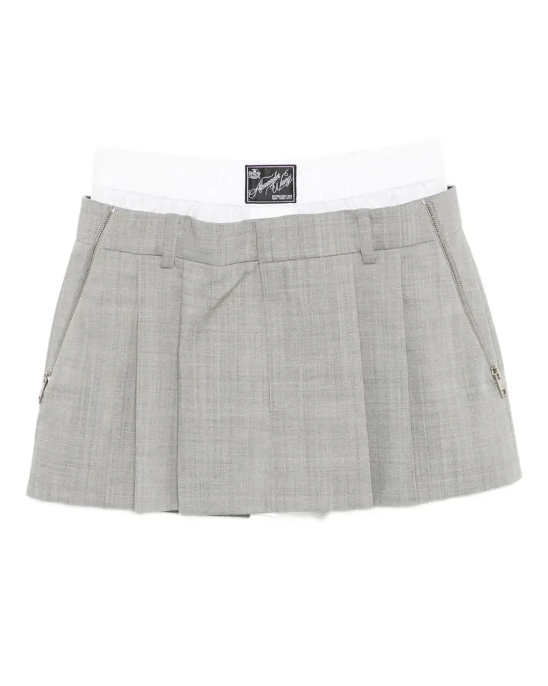 Alexander Wang pleated layered-waistband mini skirt - Grau Grau