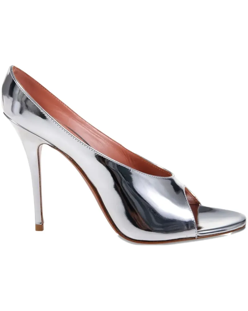 Amina Muaddi Anok Peeptoe-Sandalen 105mm - Silber Silber