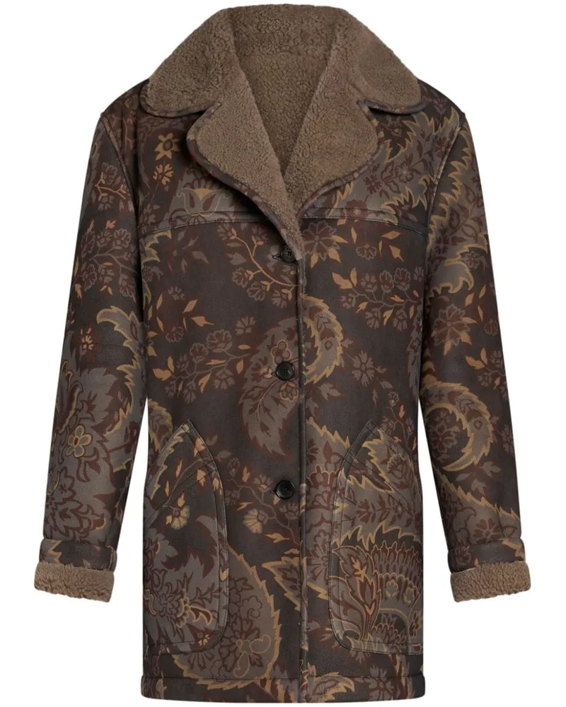 Etro Jacke aus Shearling mit Paisley-Print - Braun Braun