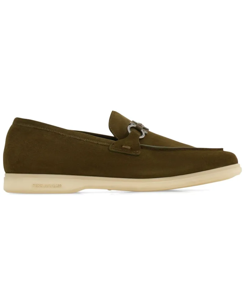 Ferragamo Loafer aus Wildleder mit Gancini-Schild - Grün Grün
