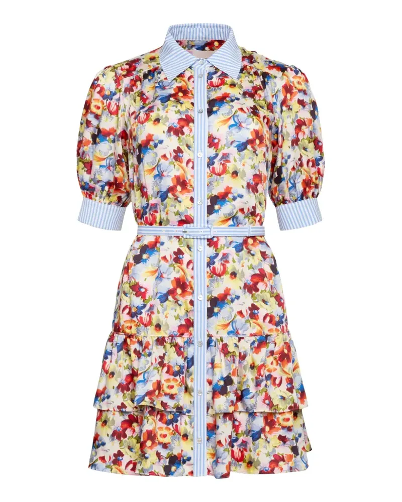 Cinq à Sept floral striped mini shirt dress - Nude Nude