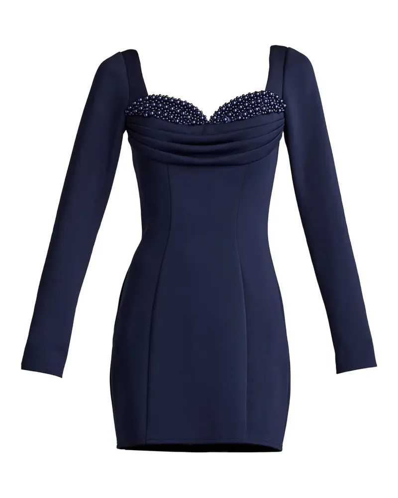 Tadashi Shoji Aza beaded long-sleeve mini dress - Blau Blau