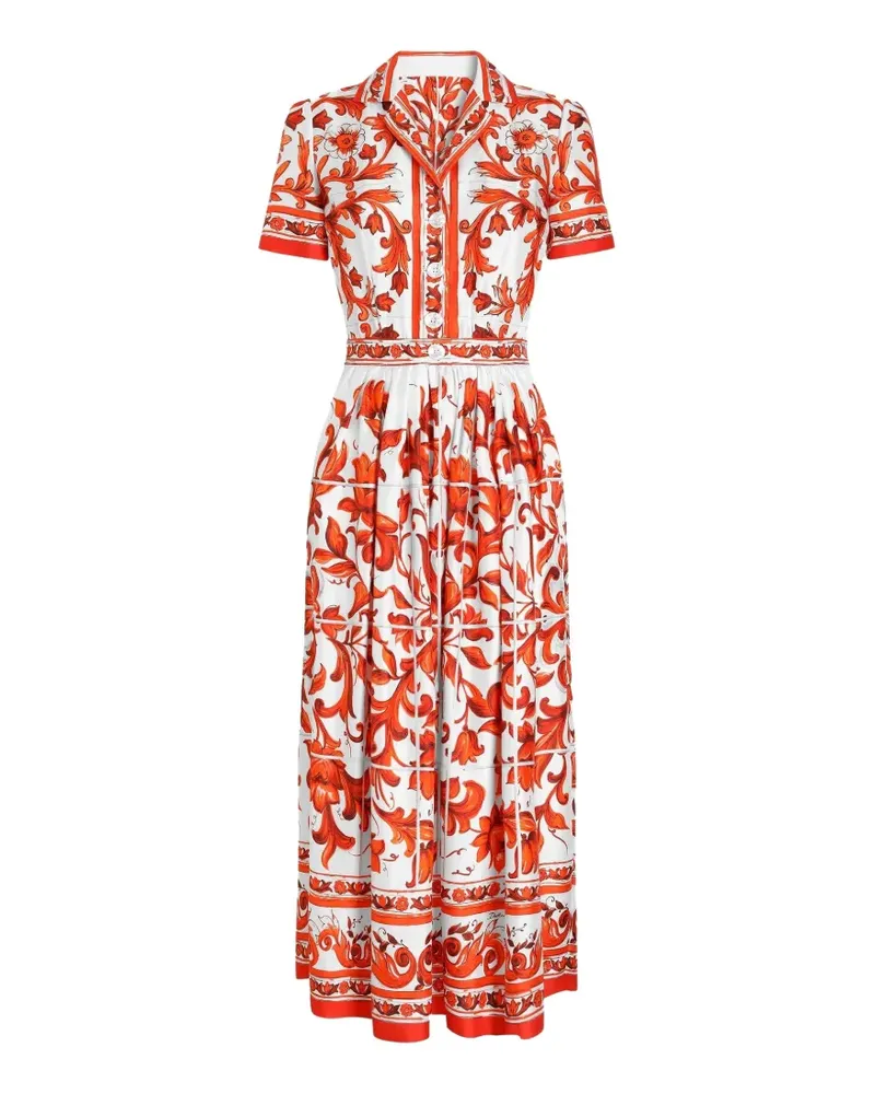 Dolce & Gabbana Twillkleid mit Majolica-Print - Rot Rot