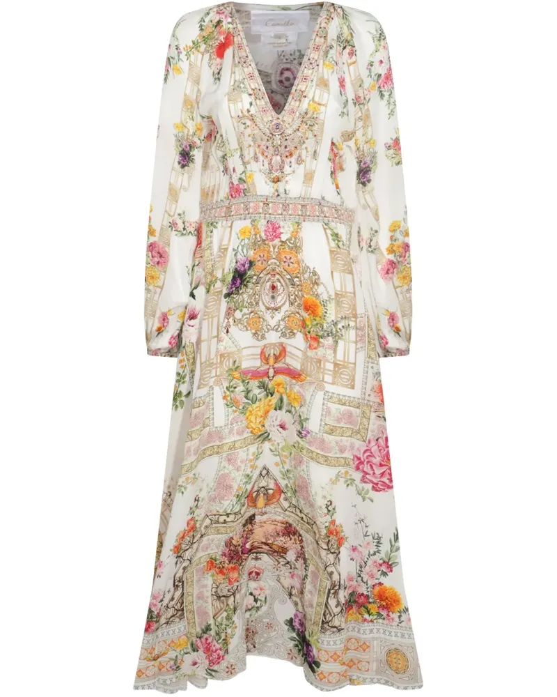 Camilla Gerafftes Kleid mit Raglanärmeln - Weiß Weiß