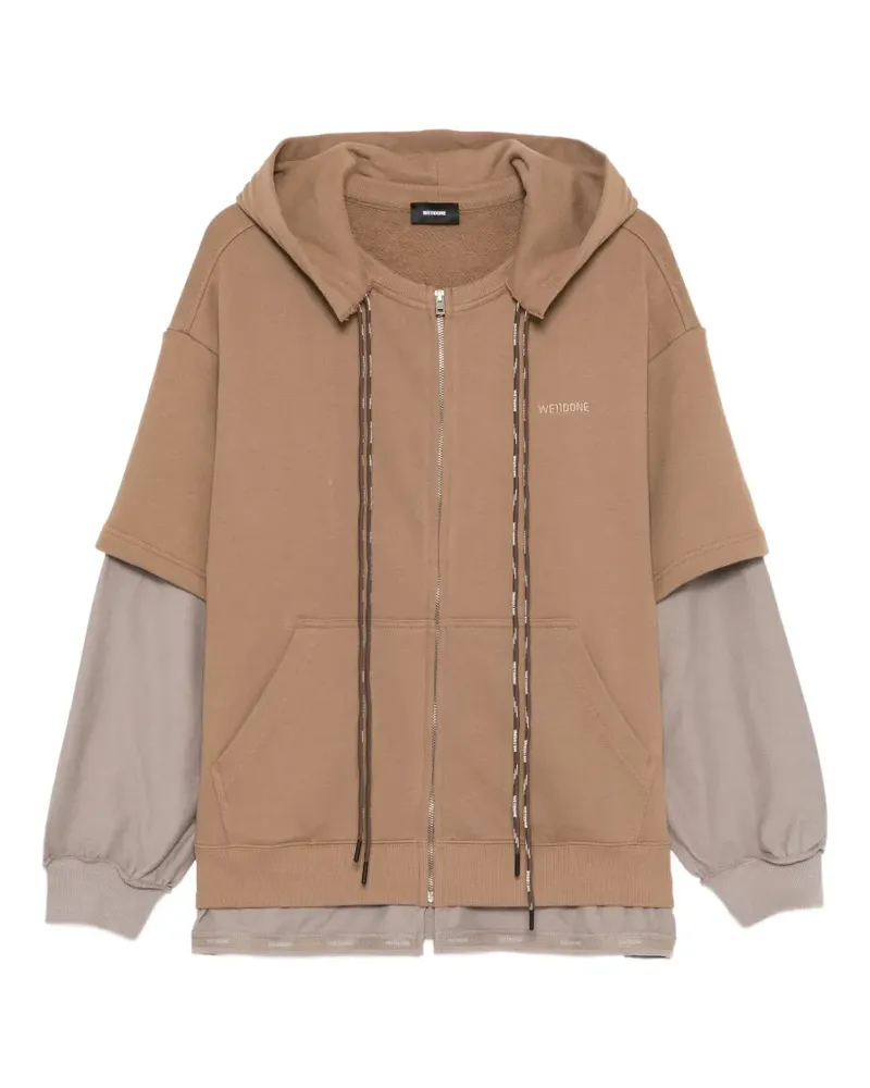WE 11 DONE Kapuzenjacke im Layering-Look mit doppeltem Kordelzug - Braun Braun