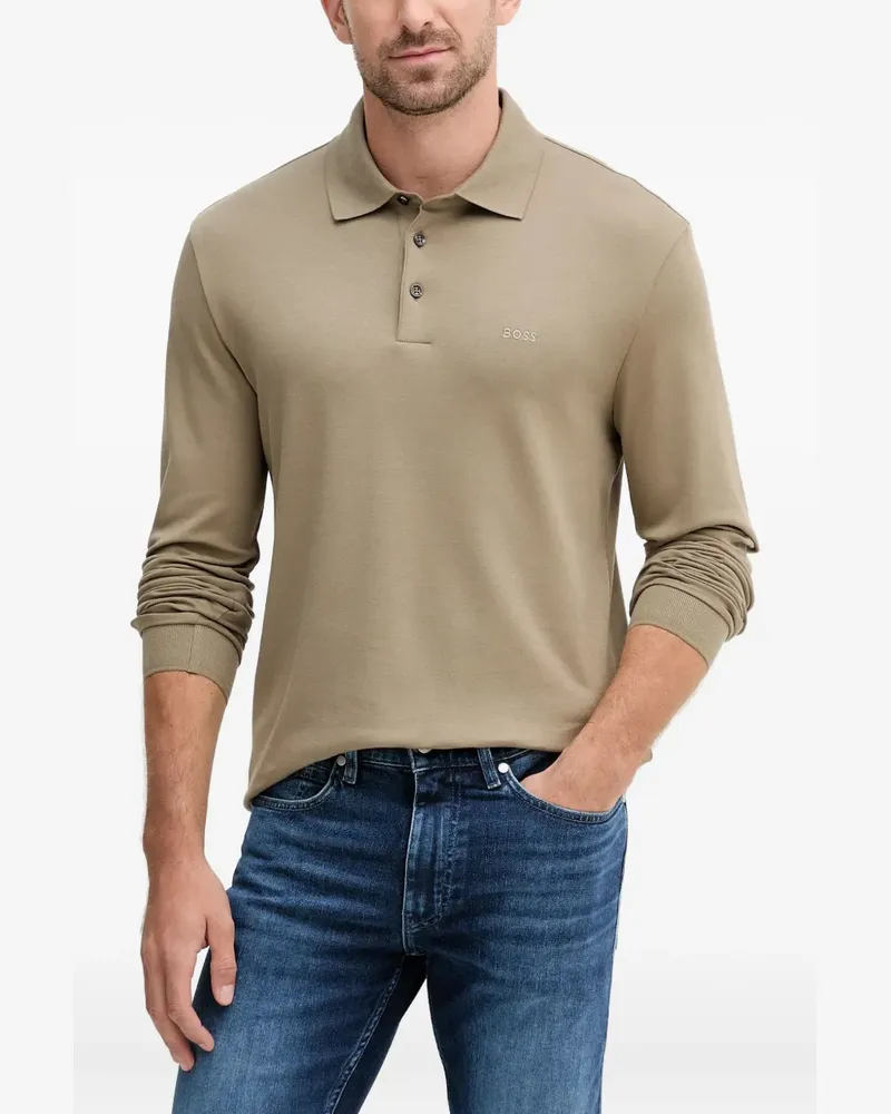 HUGO BOSS Langärmeliges Poloshirt - Nude Nude