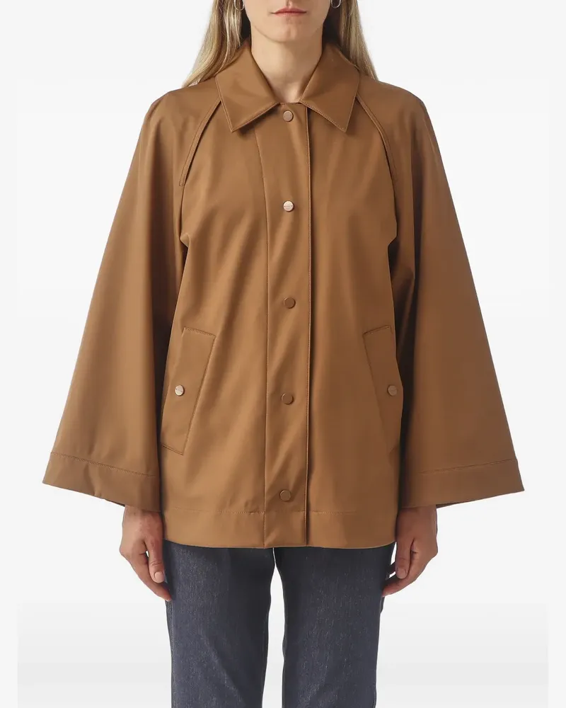 Max Mara Pepli wide-sleeve press-stud coat - Braun Braun
